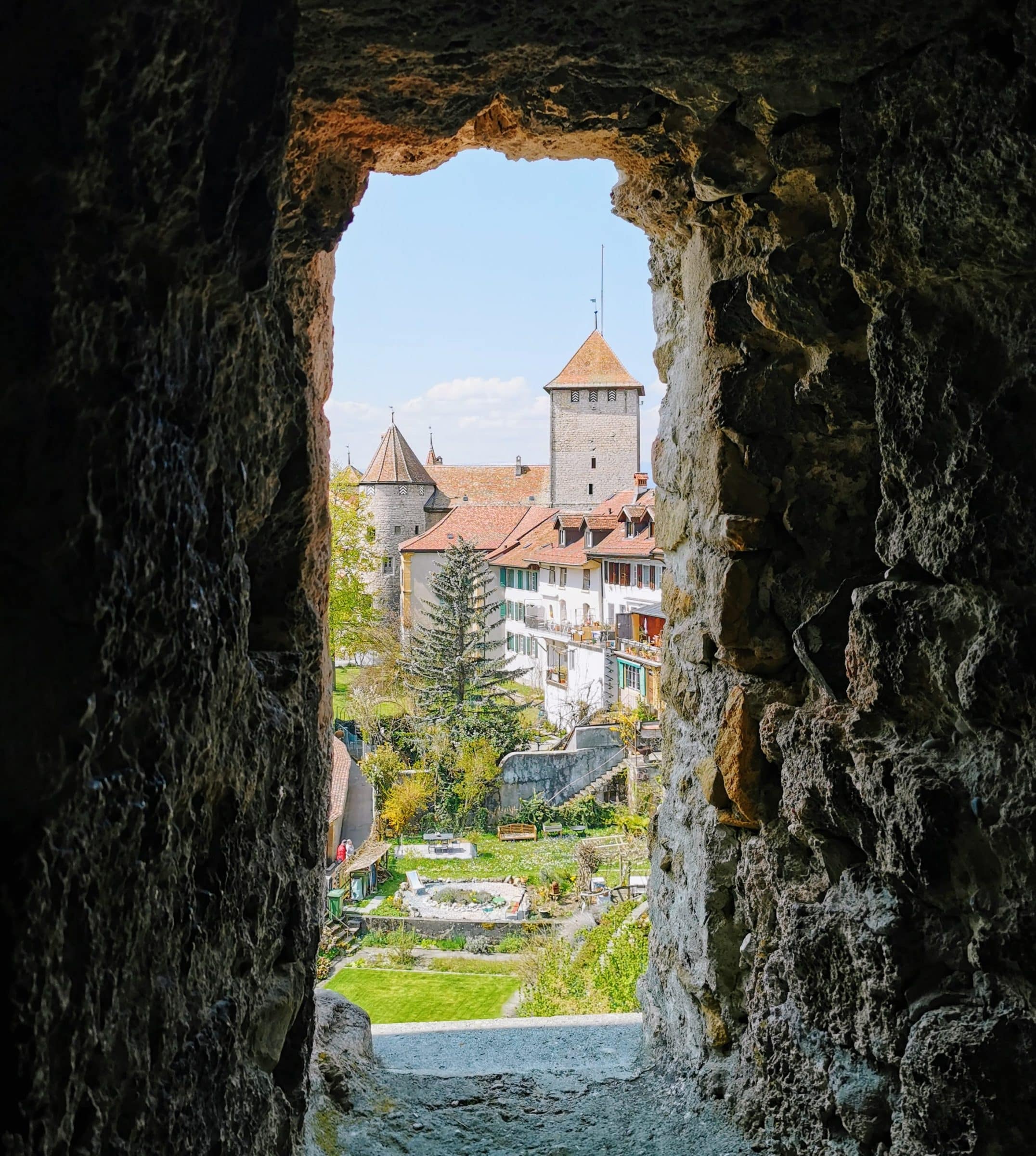 The old castle of Murten from the southern city wall