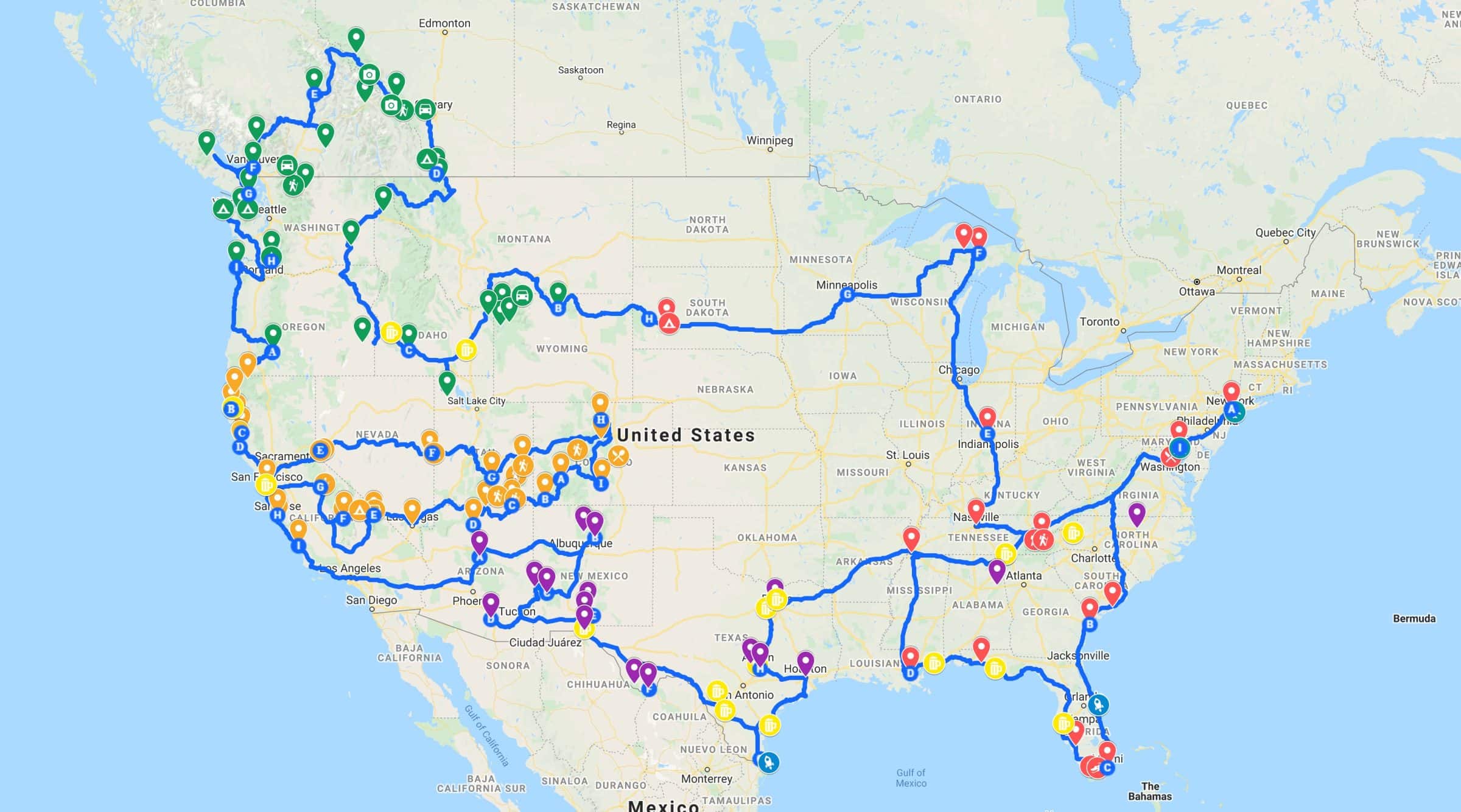 O derradeiro roadtrip rota pela América e Canadá | Wereldreizigers.nl