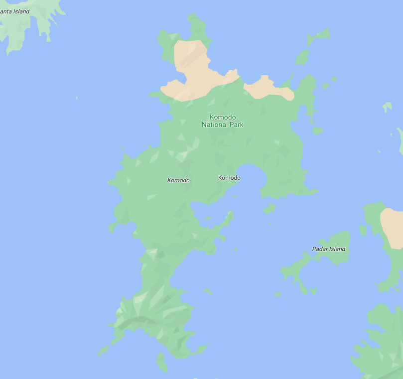 De komodo eilanden op Google Maps