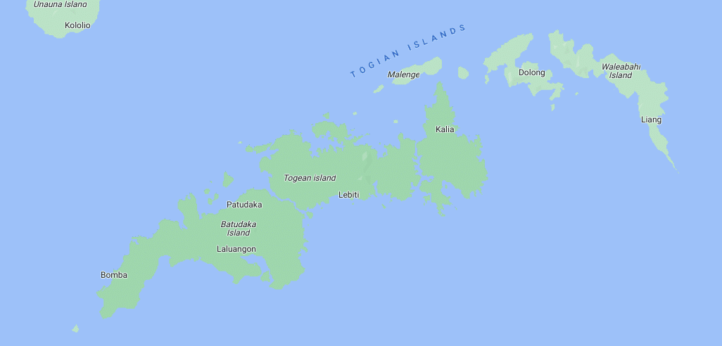 De Togian eilanden op Google Maps
