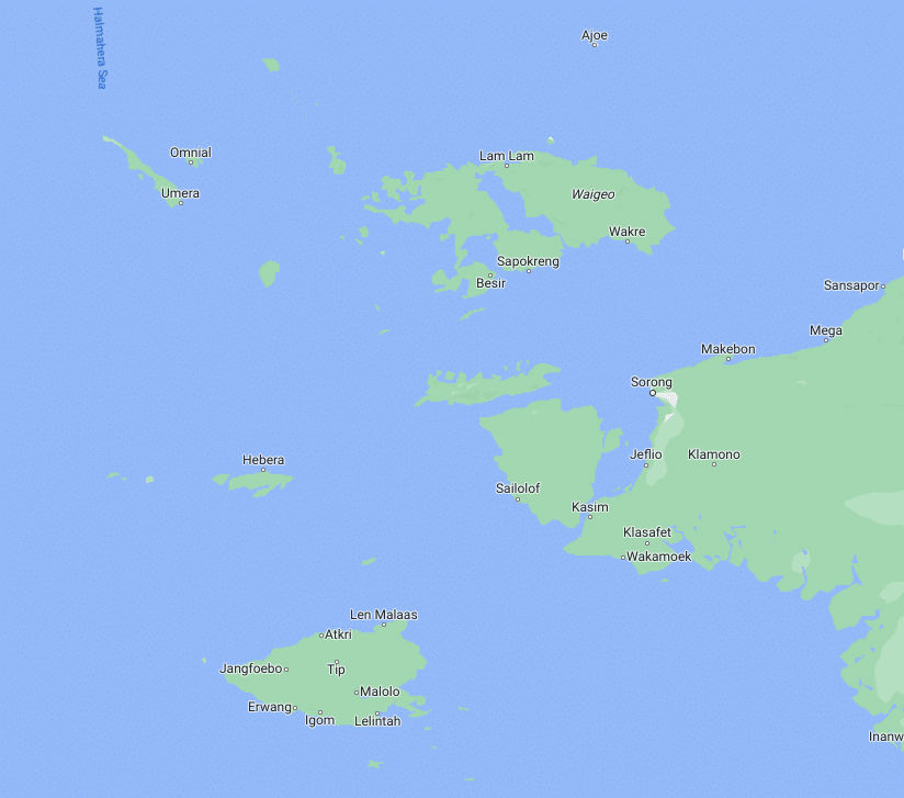 De Raja Ampat eilanden op Google Maps
