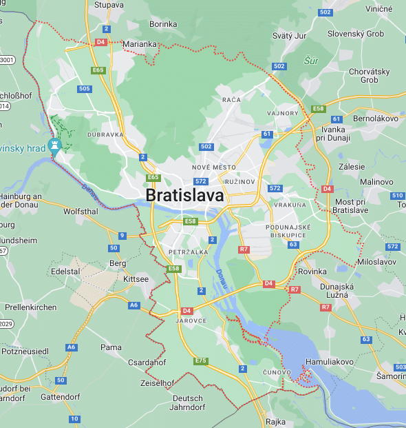 Bratislava op Google Maps