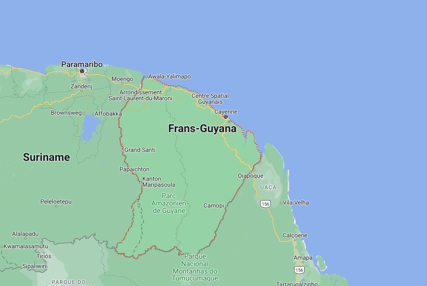 Frans-Guyana op Google Maps