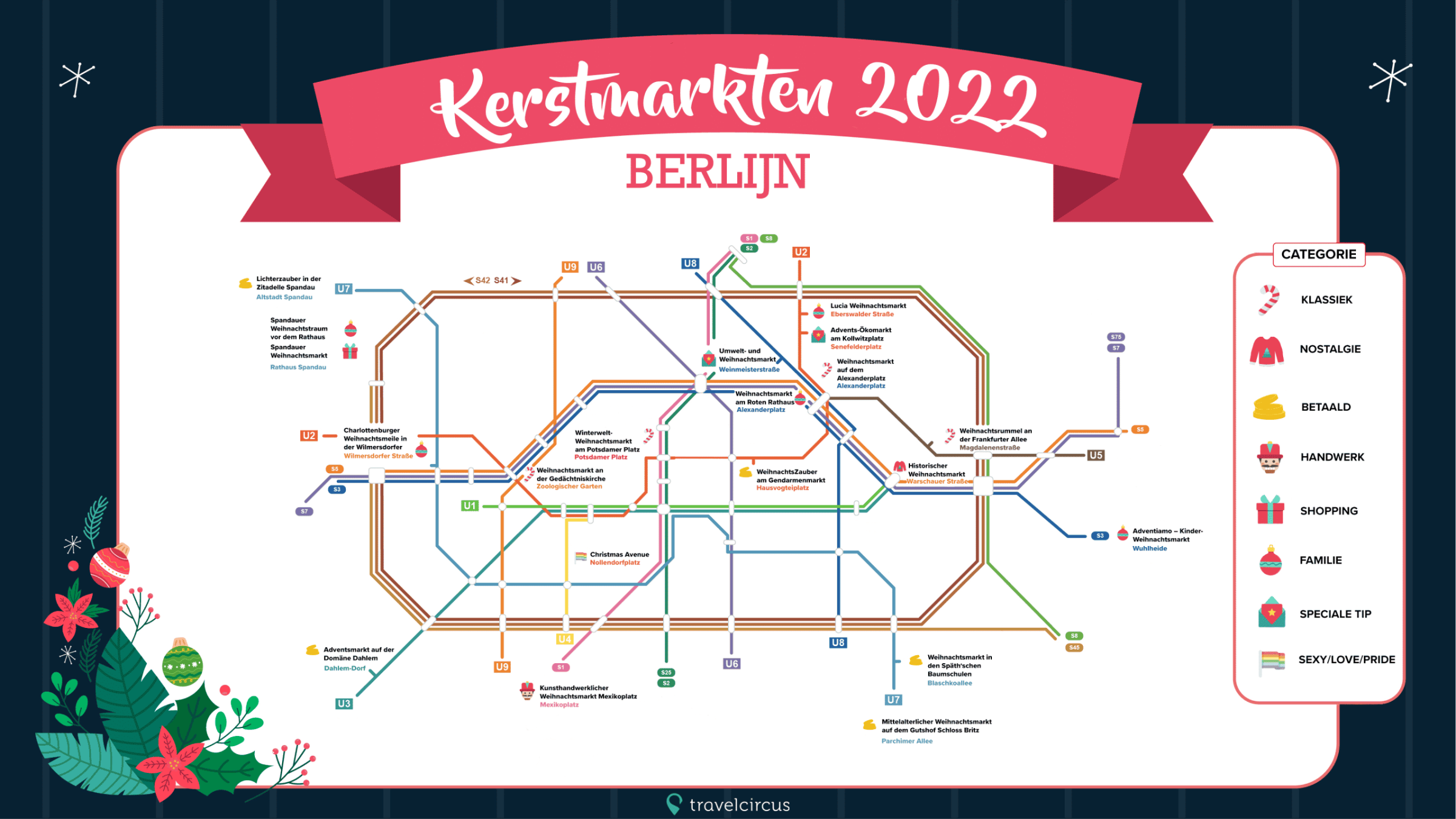Plattegrond / Routeplanner voor Kerstmarkten in Berlijn