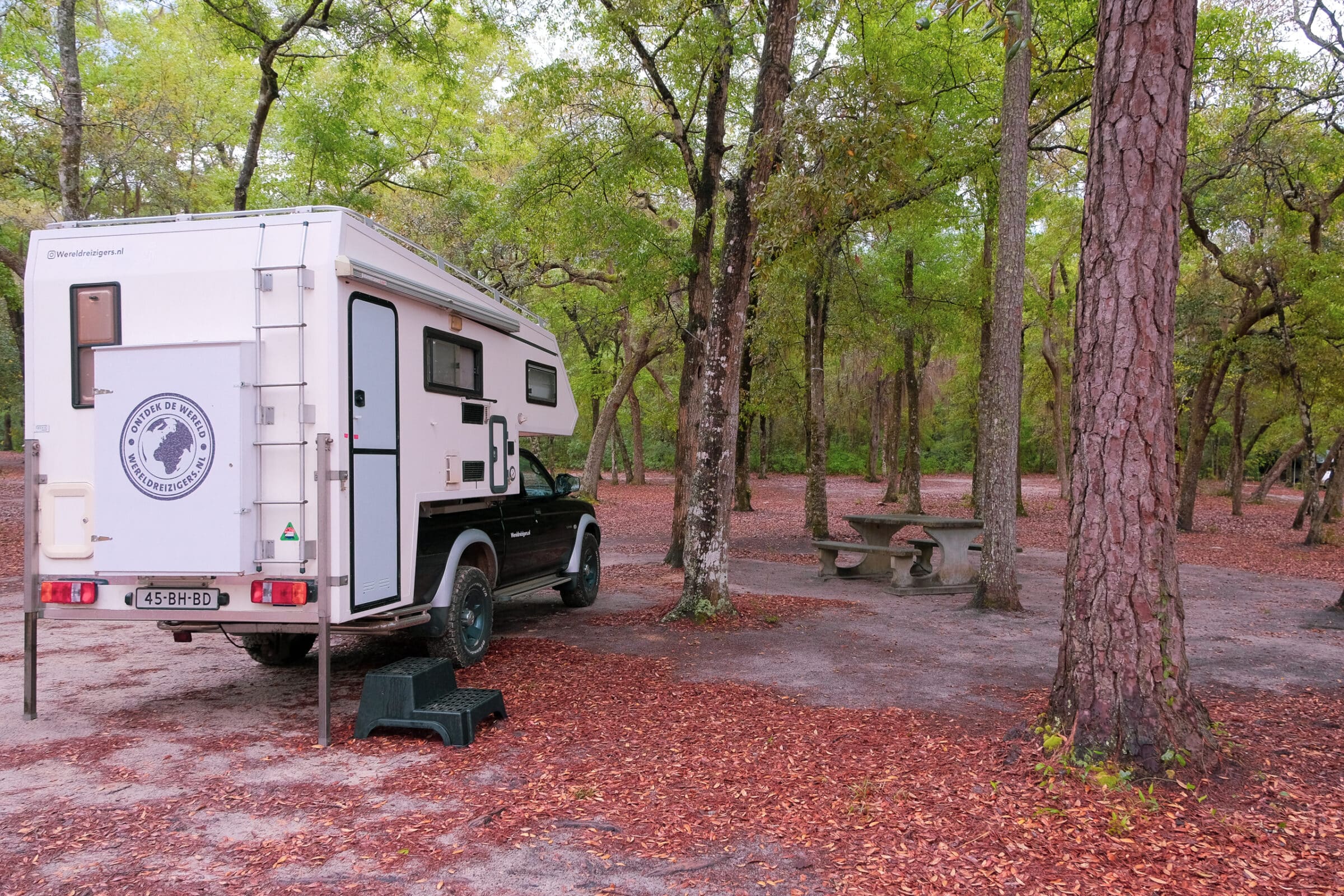 Onze campingplek, je kunt hier gewoon gaan staan waar je wil | Barrington County Park - Georgia