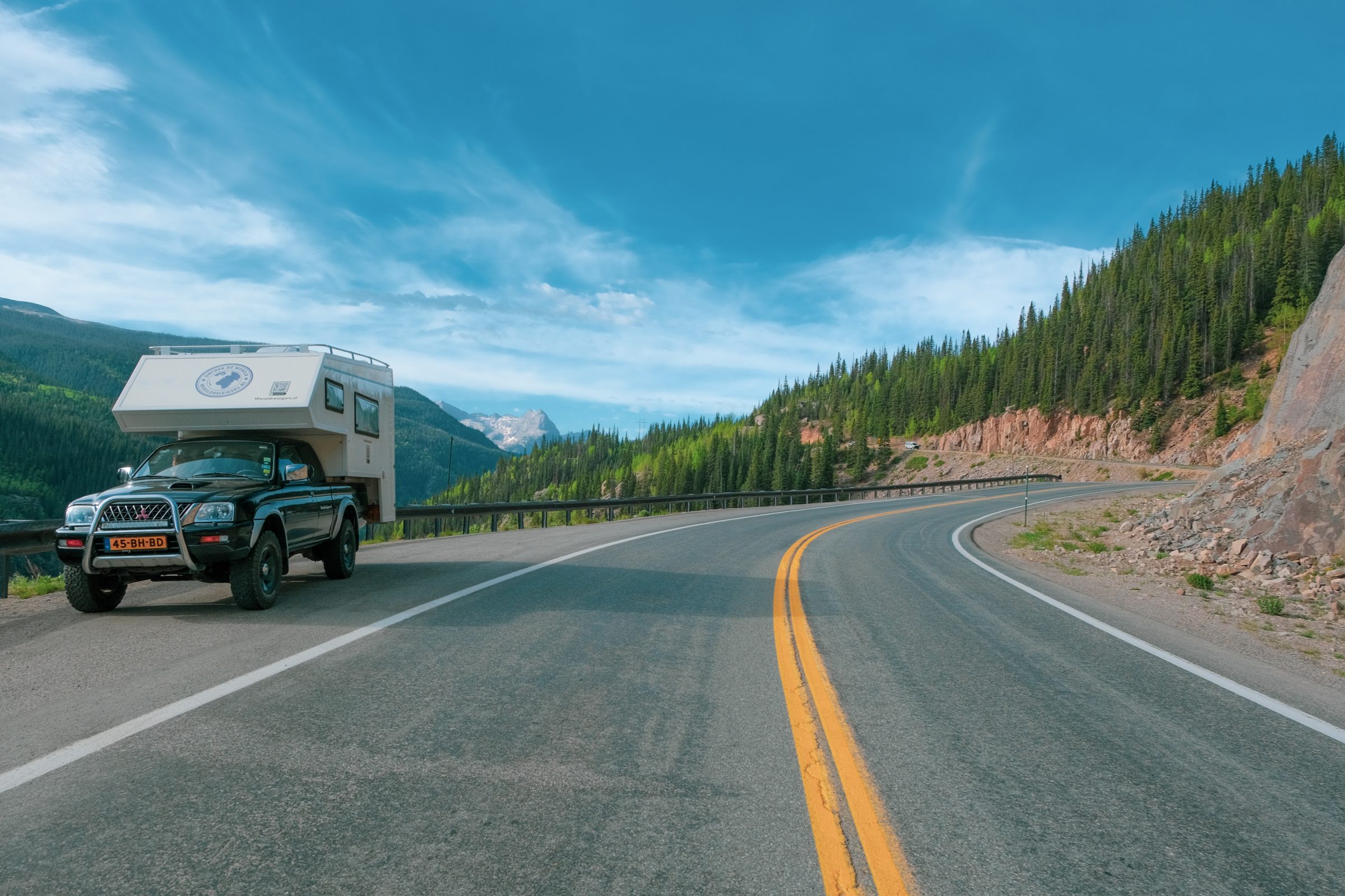 Onze 4x4 camper op de Million Dollar Highway, Colorado