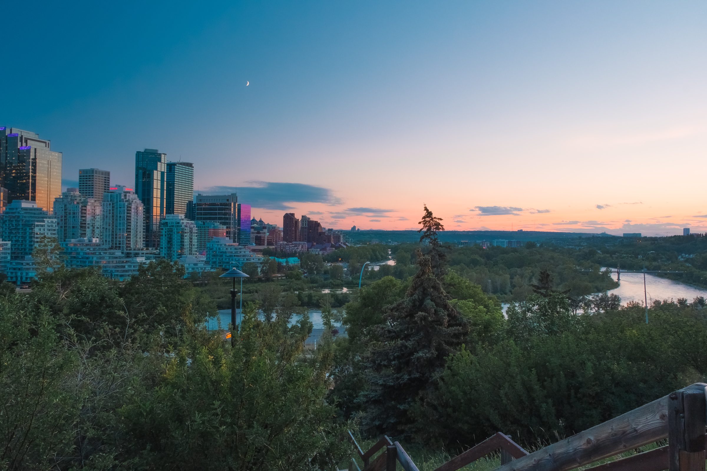 Rotary Park met uitzicht op downtown en Bow river | Tips voor Calgary