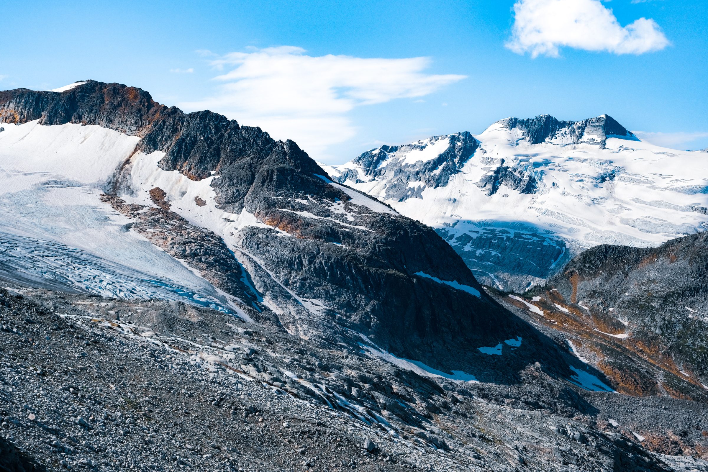 het plateau van de Illecillewaet gletsjer is in zicht