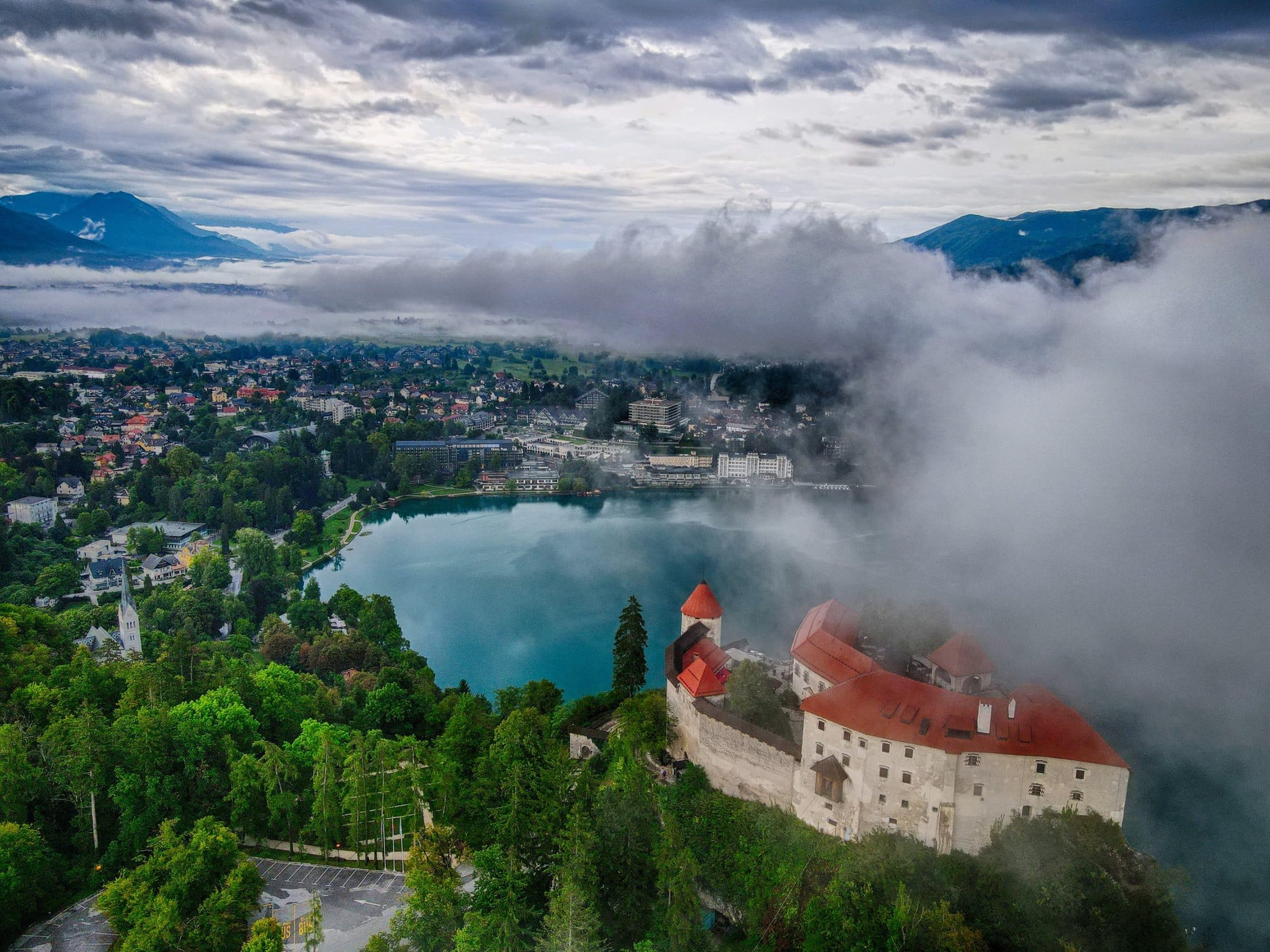 Drone foto 5 - Meer van Bled - Slovenië | © Wereldreizigers.nl