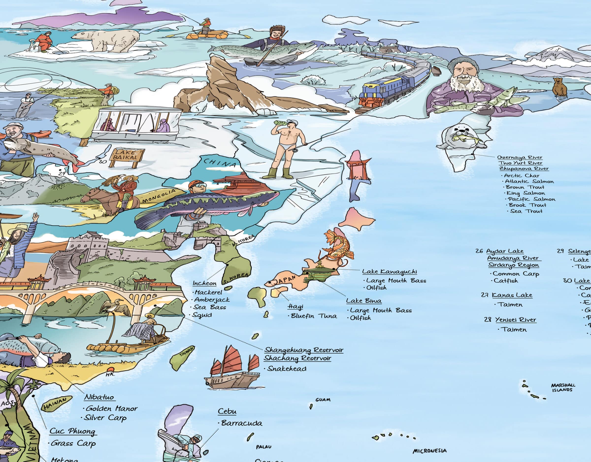Fishing spots wereldkaart