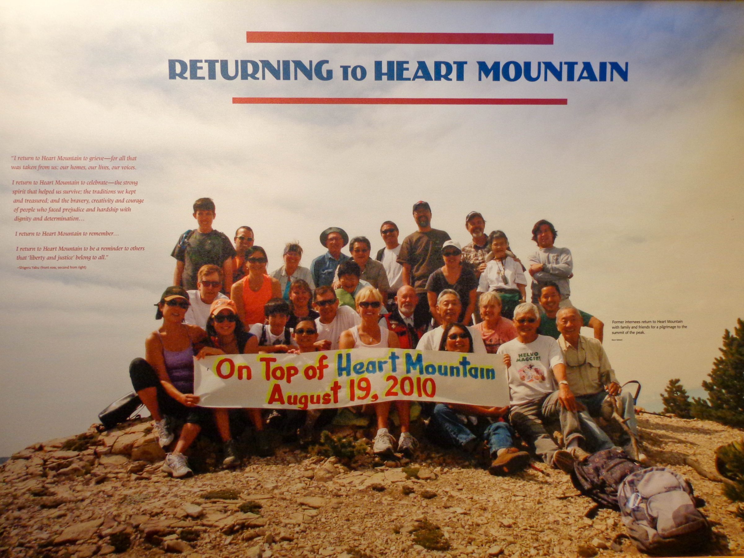 In 2010, a group of former Japanese camp inmates returned to Heart Mountain