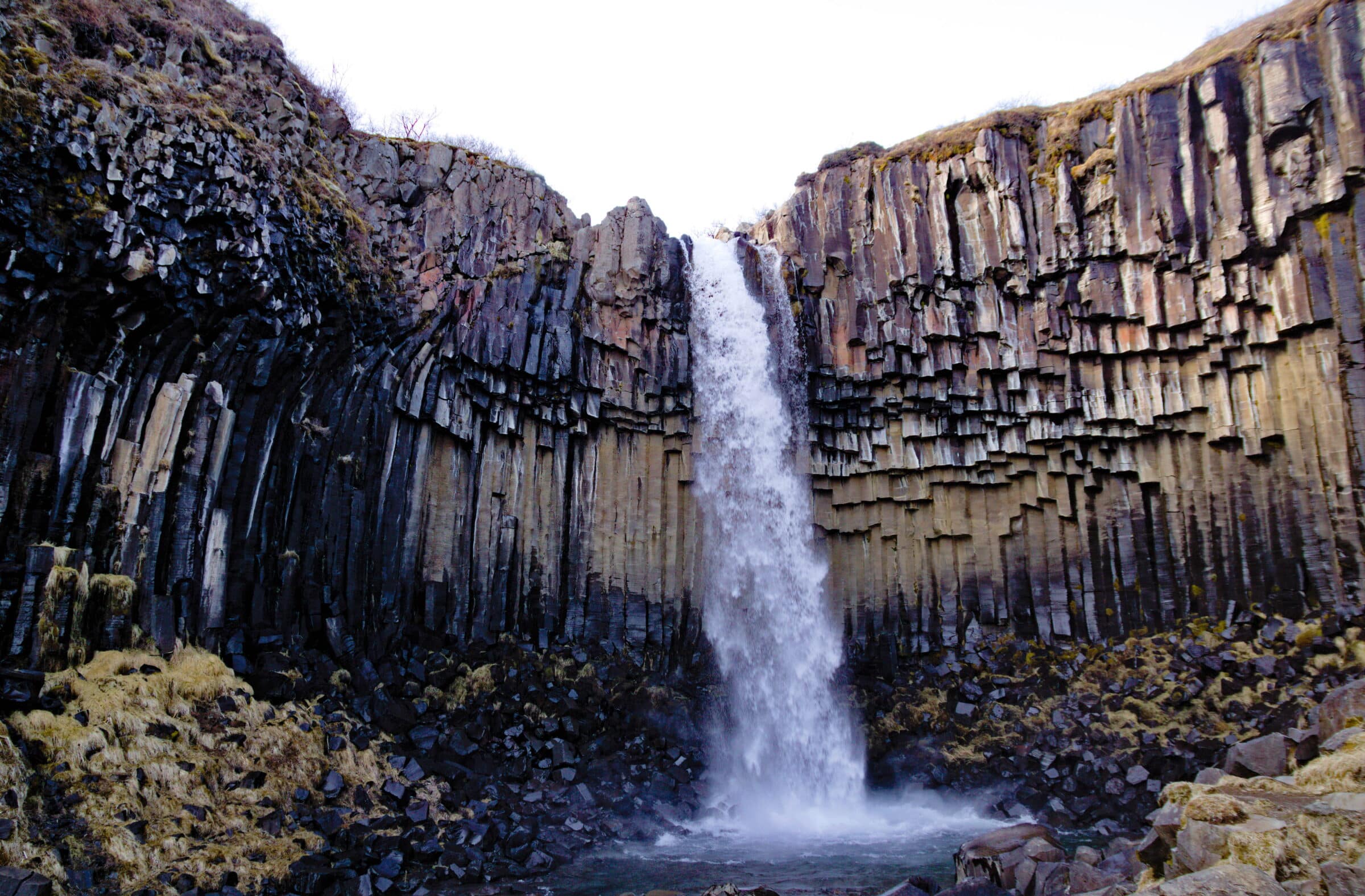 Waterfalls in Iceland in winter