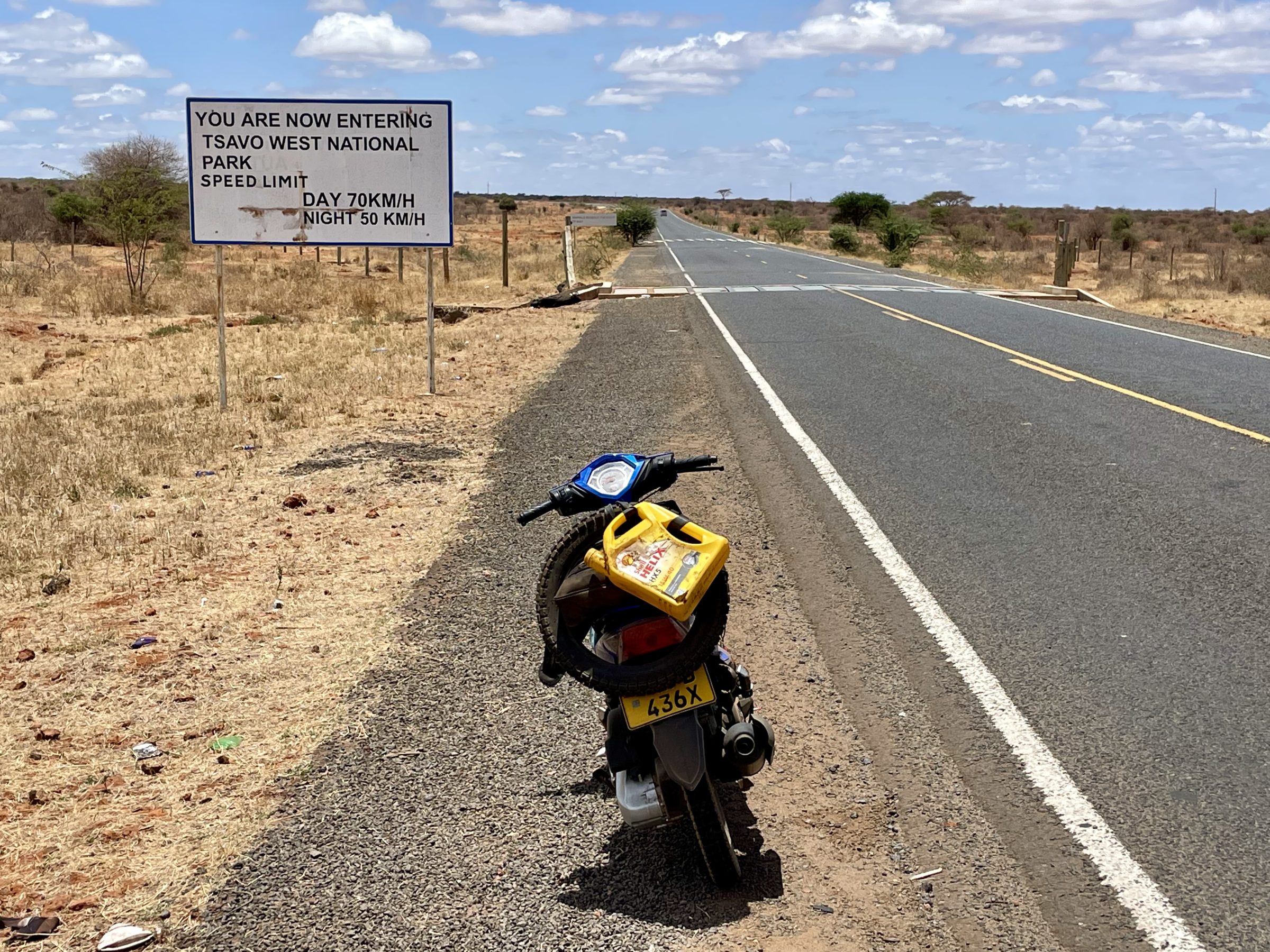 The A6 at the entrance of Tsavo West NP