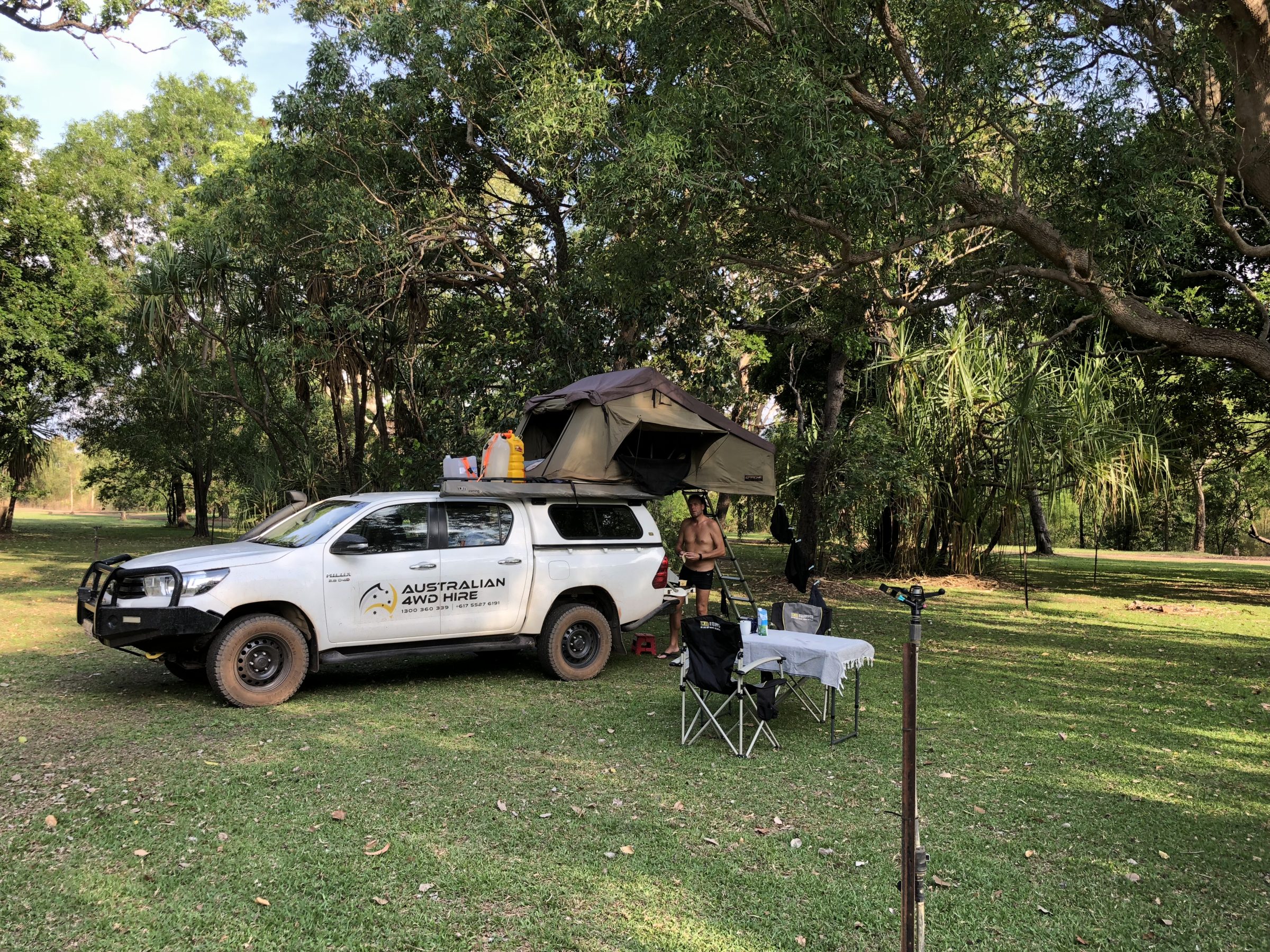 The rented Toyota 4x4 Hilux with roof tent in Australia