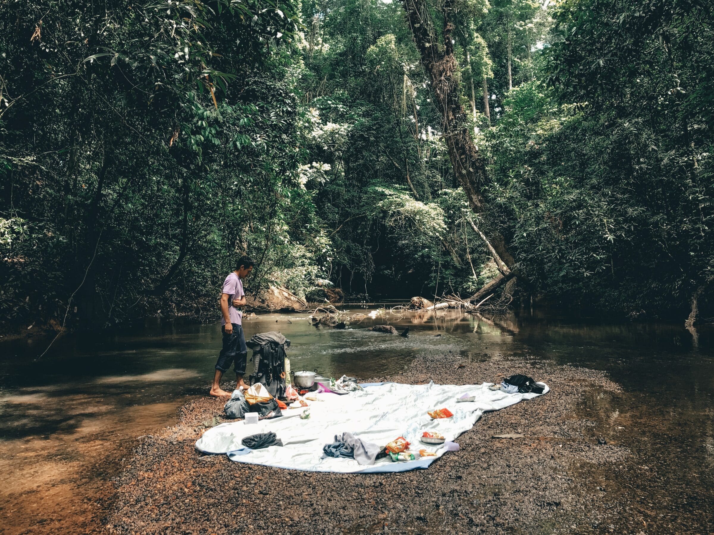 Lunchen in de jungle van Taman Negara, Maleisië