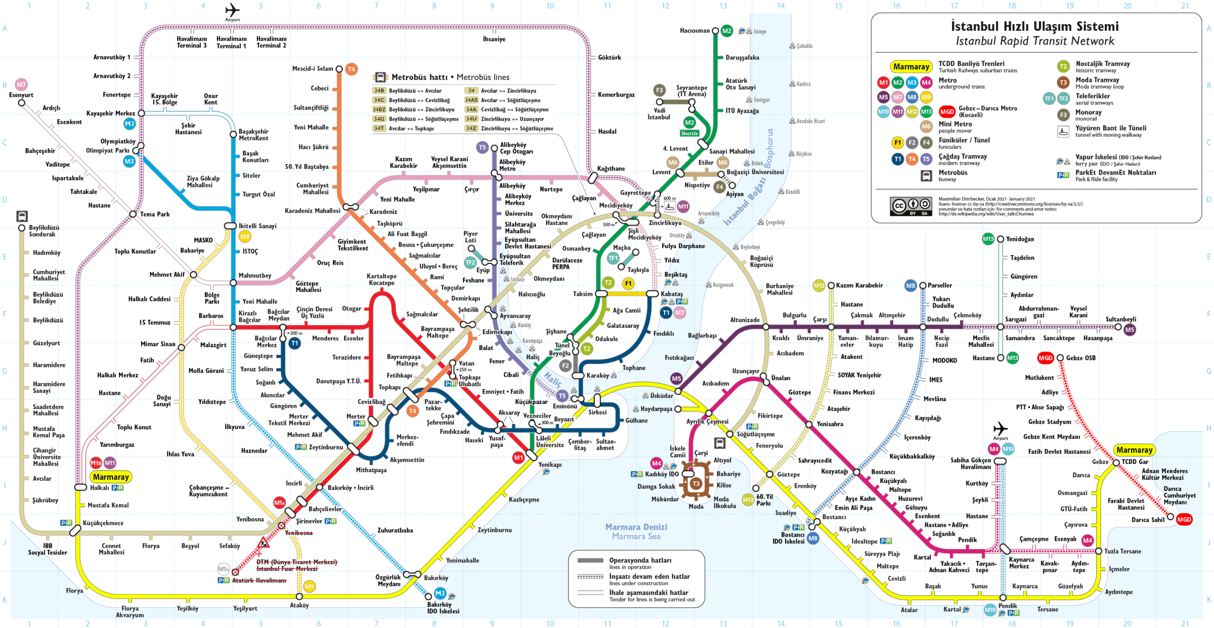 Metro map Istanbul 2021
