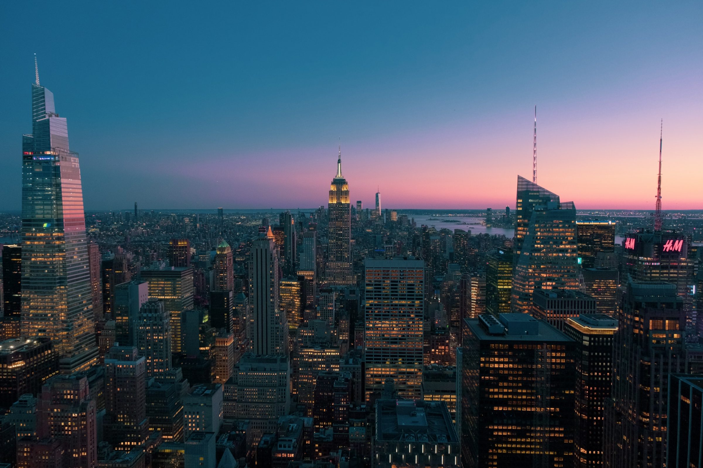 Spitze des Felsens NYC | Manhattan bei Sonnenuntergang