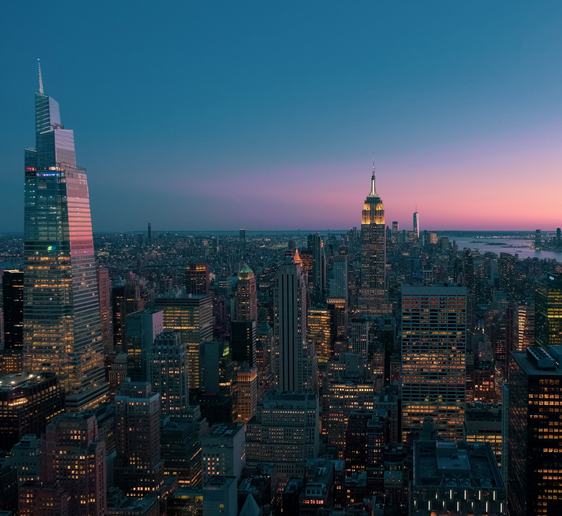 Manhattan tijdens zonsondergang vanaf Top of the Rock