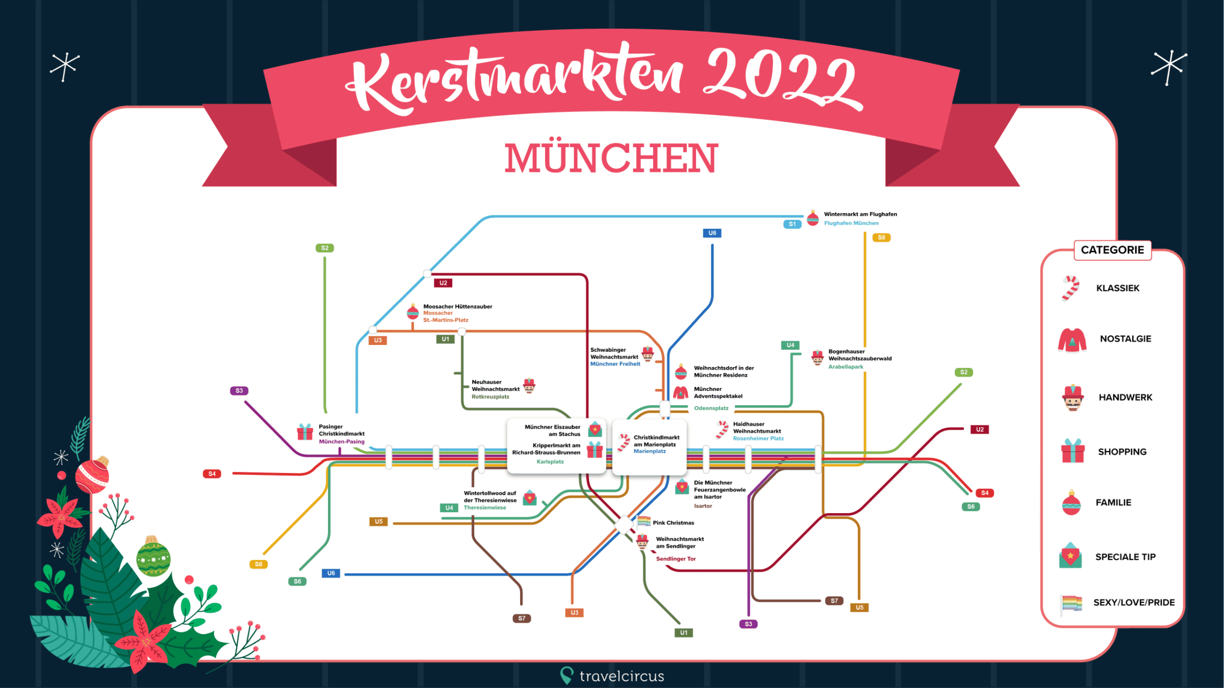 Plattegrond / Routeplanner voor Kerstmarkten in München