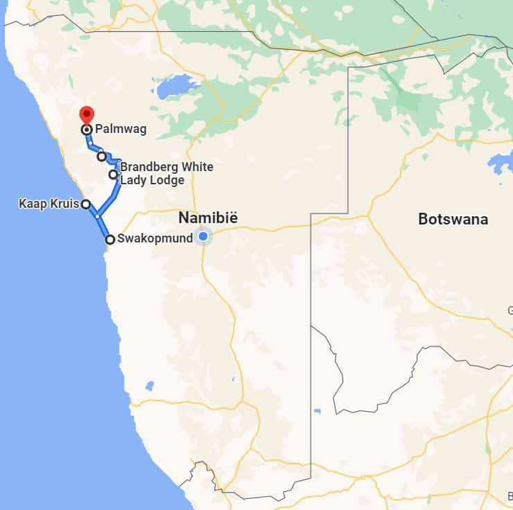 Overzicht rondreis reisroute Namibië deel 4