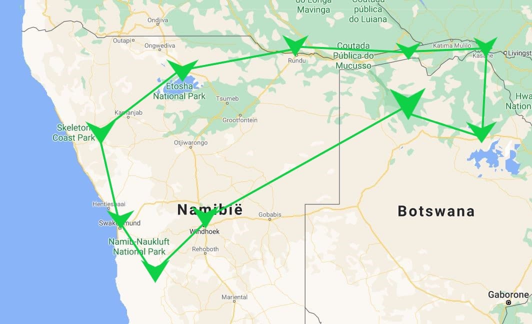 Reisroute 3: 3 weken roadtrip / reisroute door Namibië en Botswana