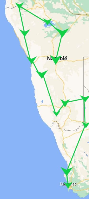 Reisroute 4: 4 weken one-way roadtrip / reisroute Namibië en Zuid-Afrika