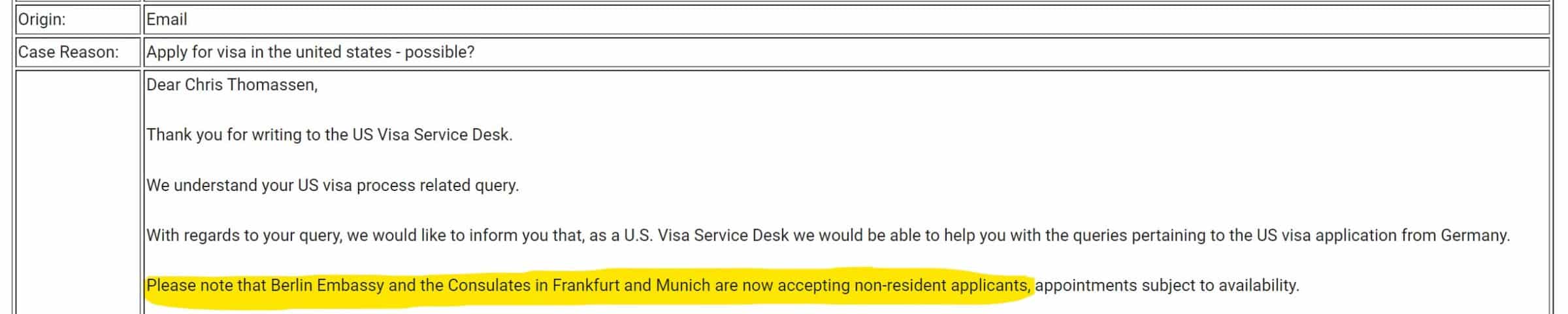 e-mail van de Amerikaanse ambassade