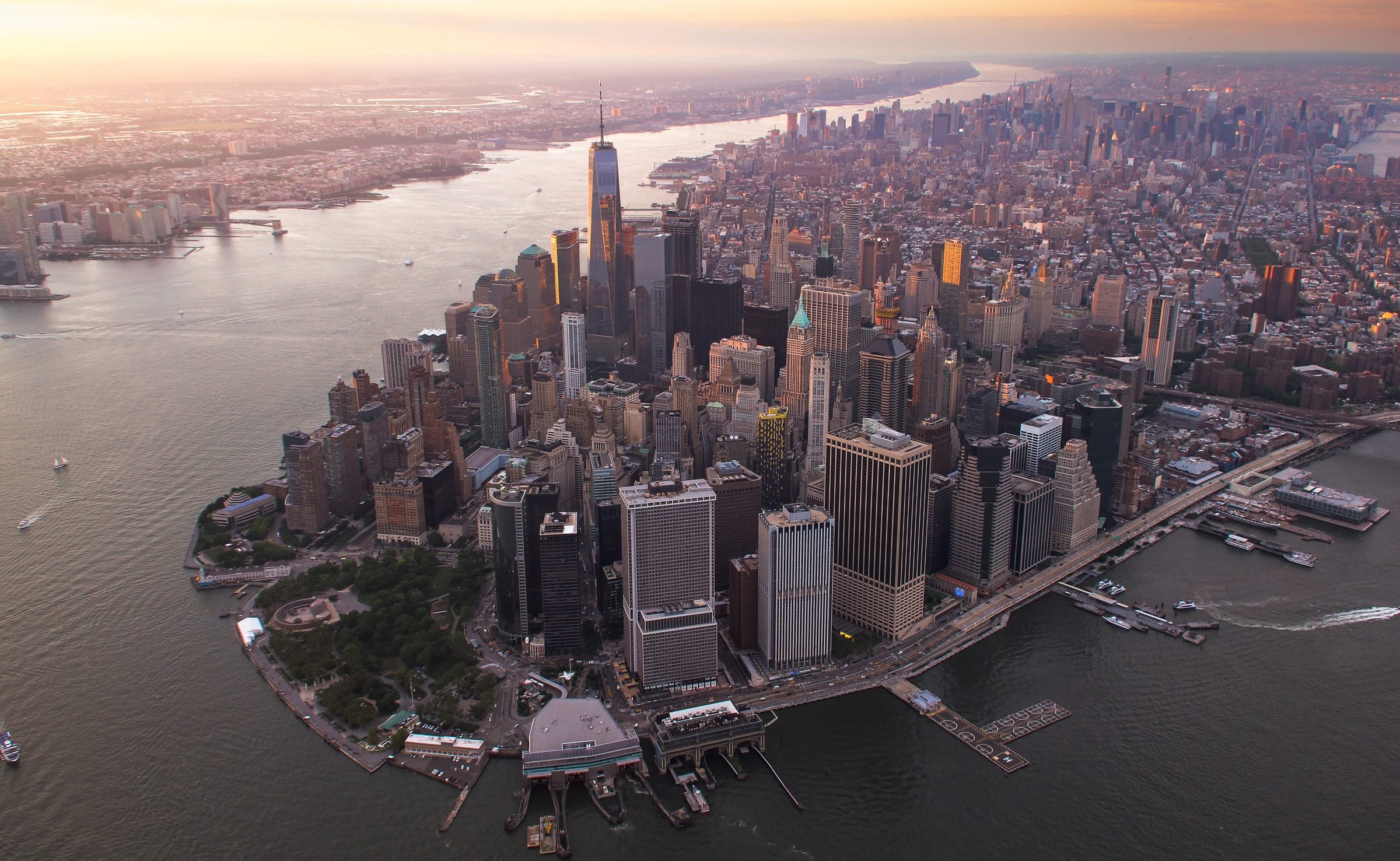 Manhattan New York City vanuit de helicopter