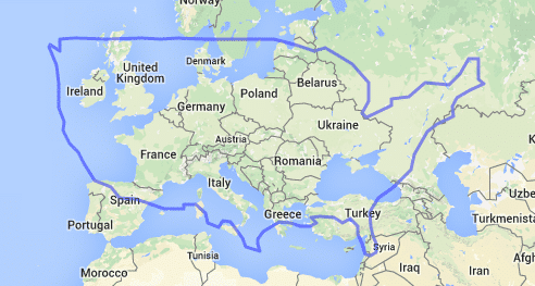 hoe groot is amerika vs europa | roadtrip route | Wereldreizigers.nl