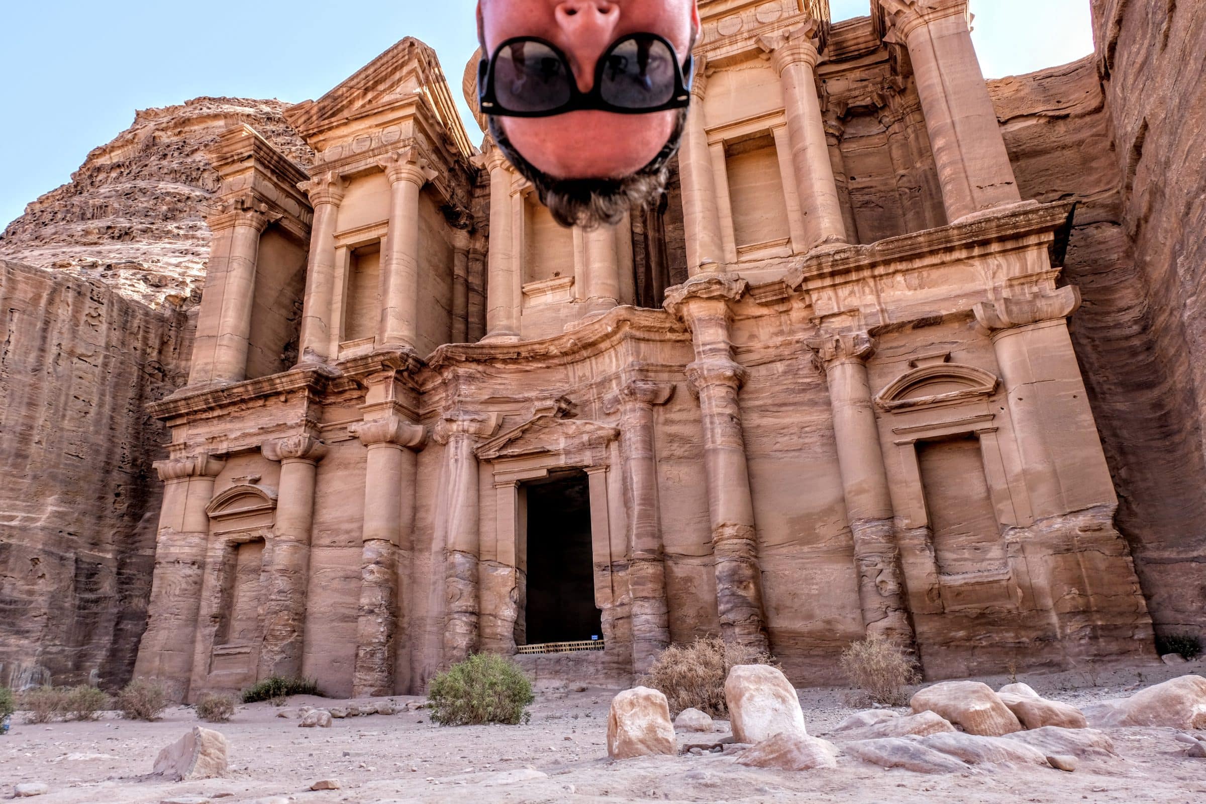 Selfie in Petra, Jordanië | Net na zonsopkomst, automatische stand | Fuji X-T20