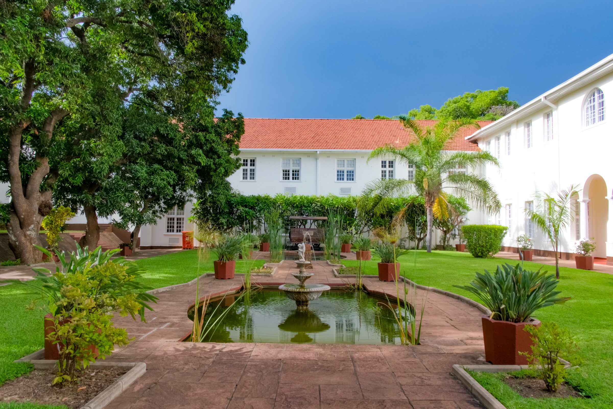 The courtyard garden of the Victoria Falls Hotel