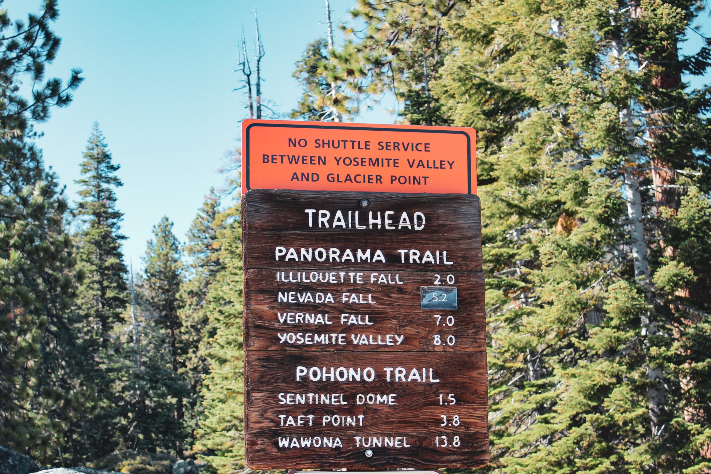 Informatiebord van de Panorama Trail bij Glacier Point